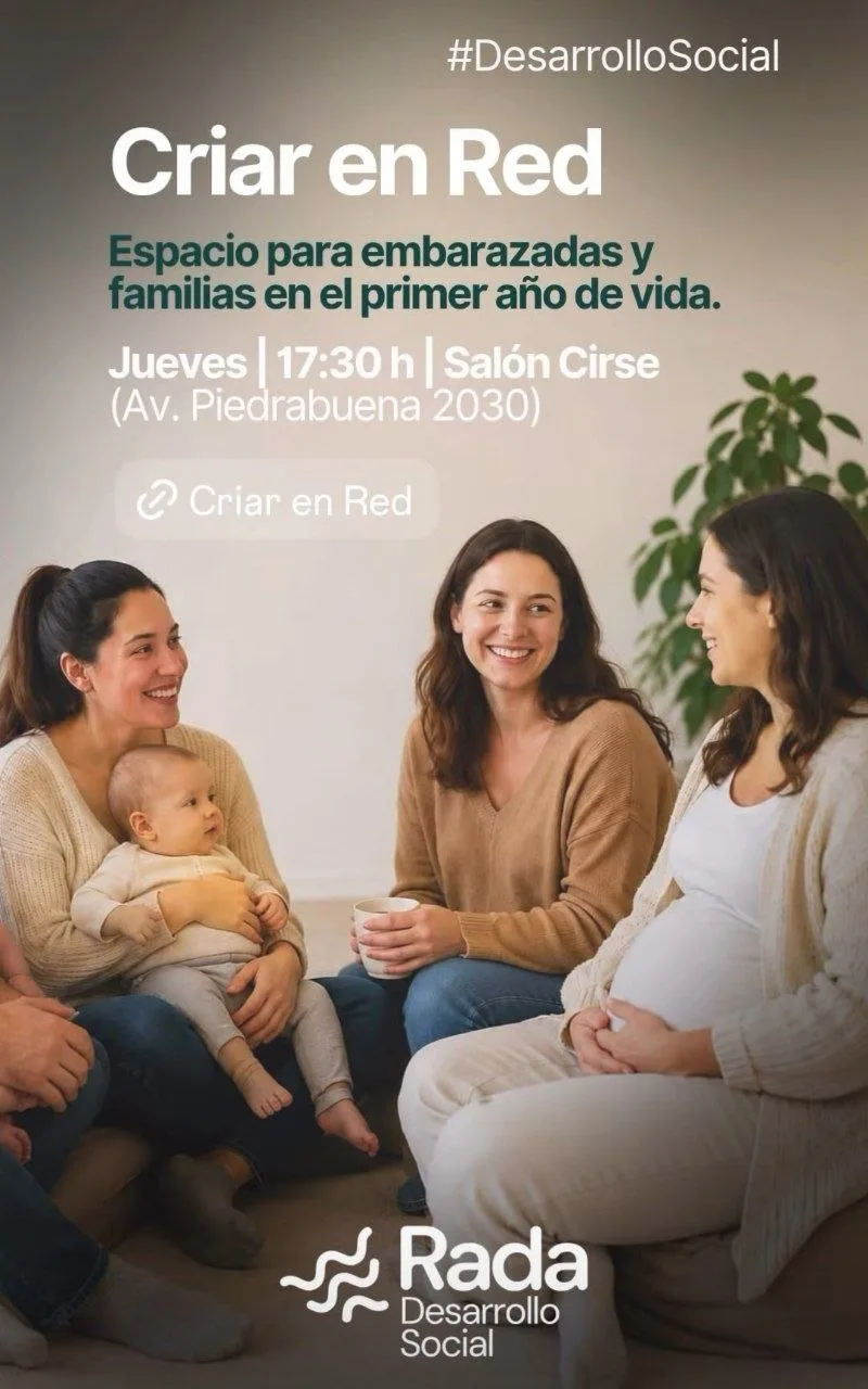 Flyer de Criar en Red — miércoles 12 de agosto en Salón CIRSE, Rada Tilly