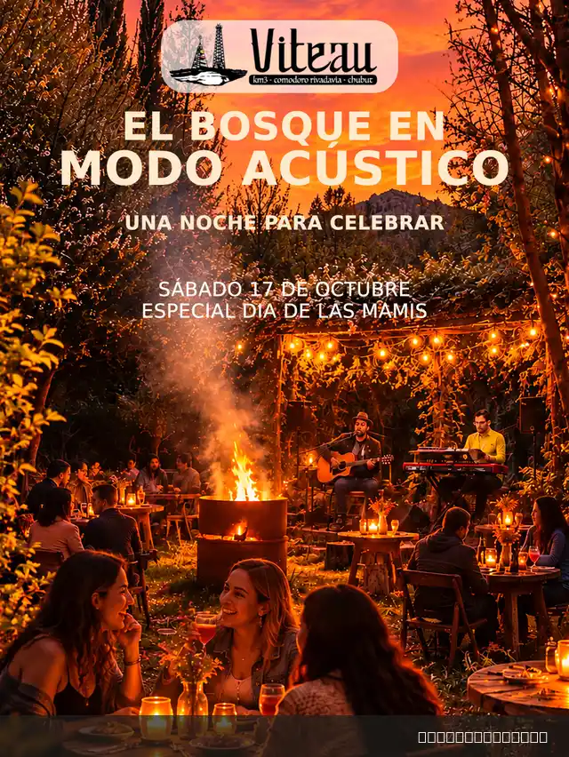 Flyer de El bosque en modo acústico - Mesas en el bosque — sábado 17 de octubre, Comodoro Rivadavia
