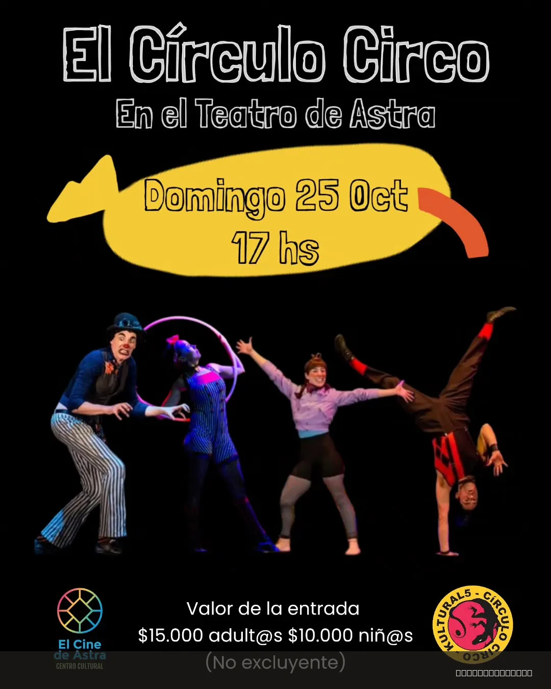 Flyer de El Círculo Circo — domingo 25 de octubre, Comodoro Rivadavia