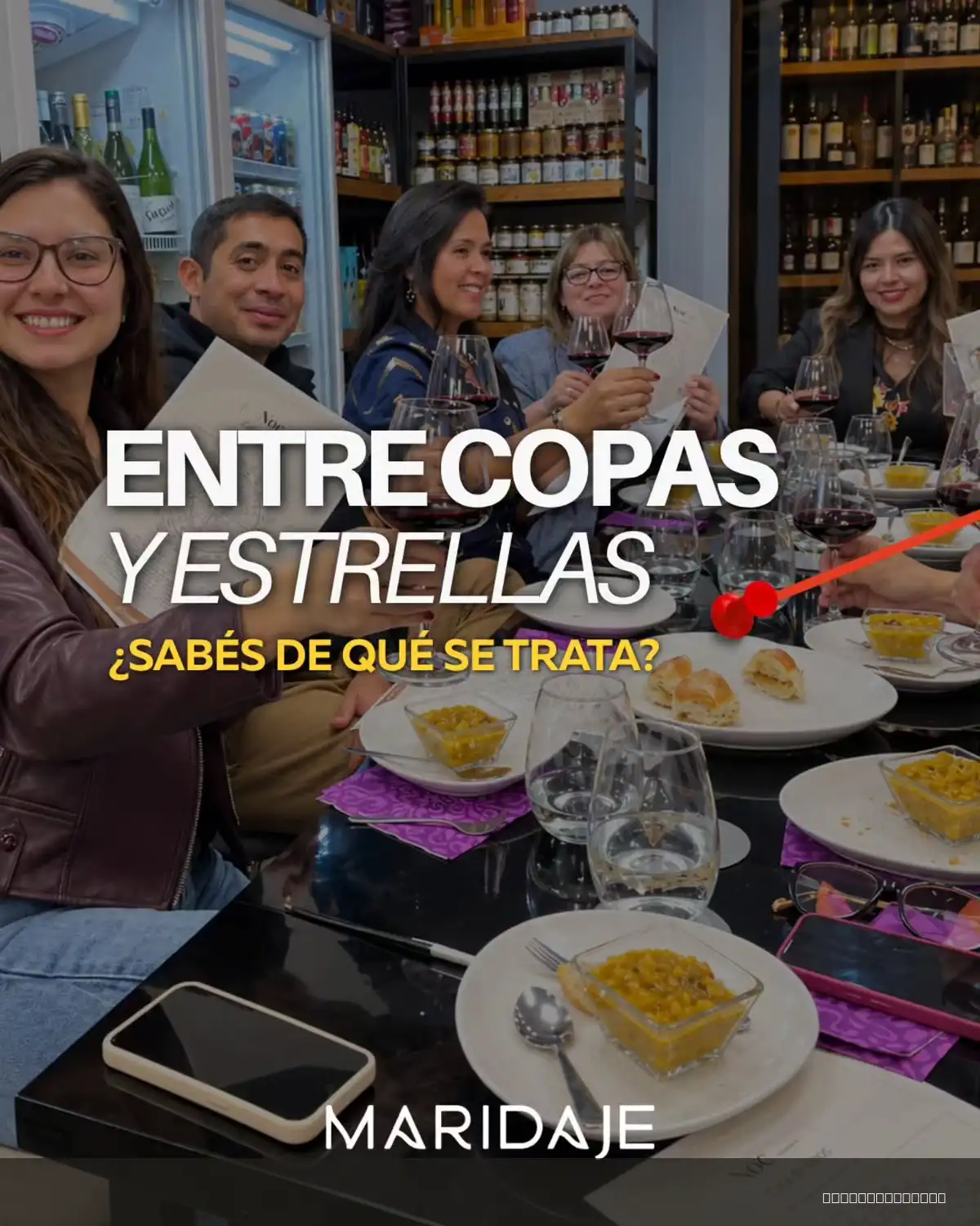 Flyer de Entre copas y estrellas — viernes 9 de octubre en Maridaje, Rada Tilly