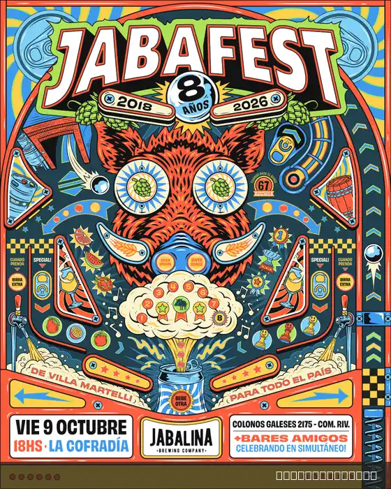 Flyer de Jabafest — viernes 9 de octubre en La Cofradía Restobar, Comodoro Rivadavia