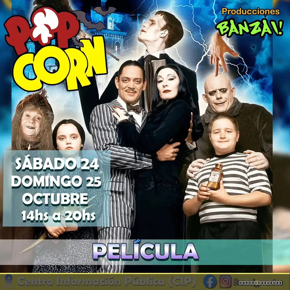 Flyer de Los locos Addams 1 — domingo 25 de octubre, Comodoro Rivadavia