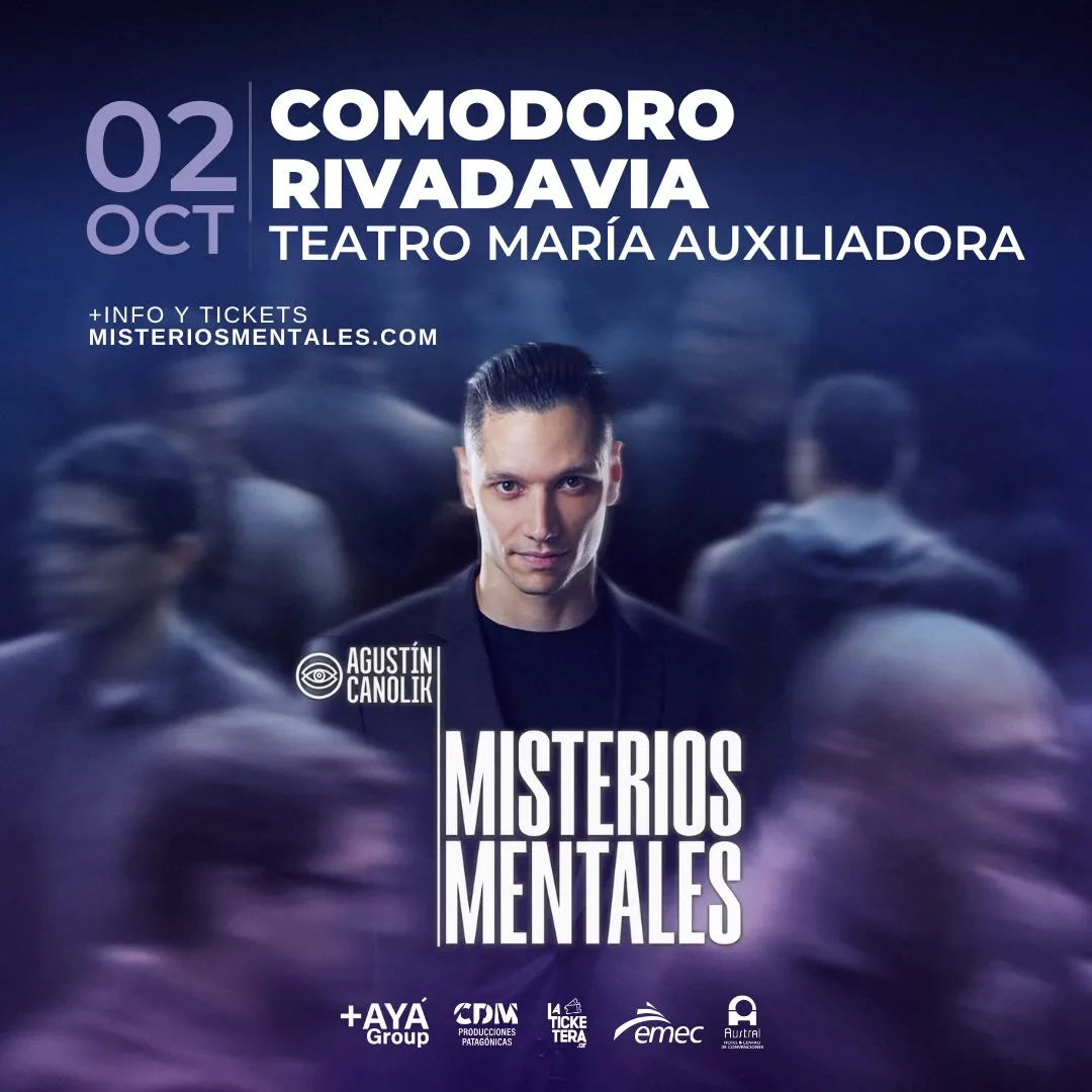 Flyer de Misterios Mentales — viernes 2 de octubre en Cine Teatro María Auxiliadora, Comodoro Rivadavia