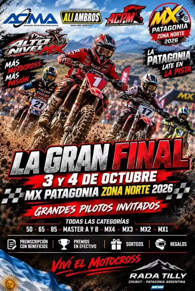 Flyer de Mx Patagonia zona norte 2026 - la gran final — domingo 4 de octubre, Rada Tilly