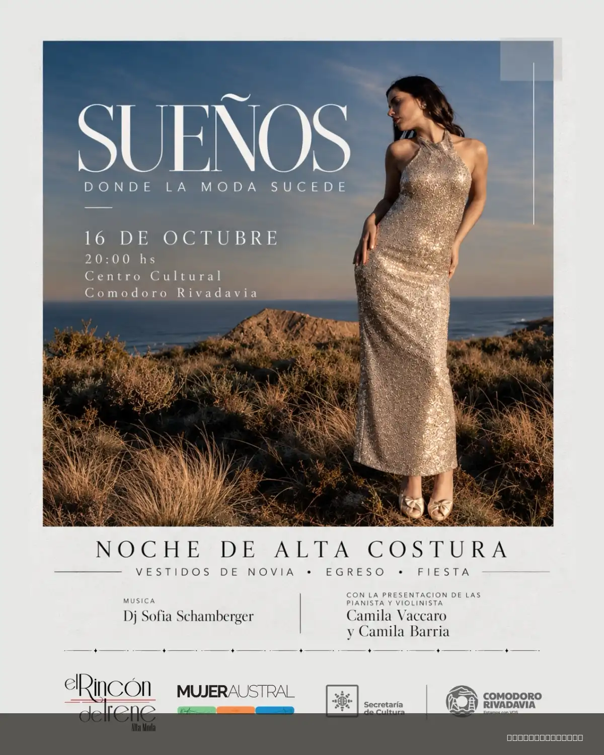 Flyer de Sueños - Donde la moda sucede — viernes 16 de octubre en Centro Cultural "Alfredo Sahdi", Comodoro Rivadavia
