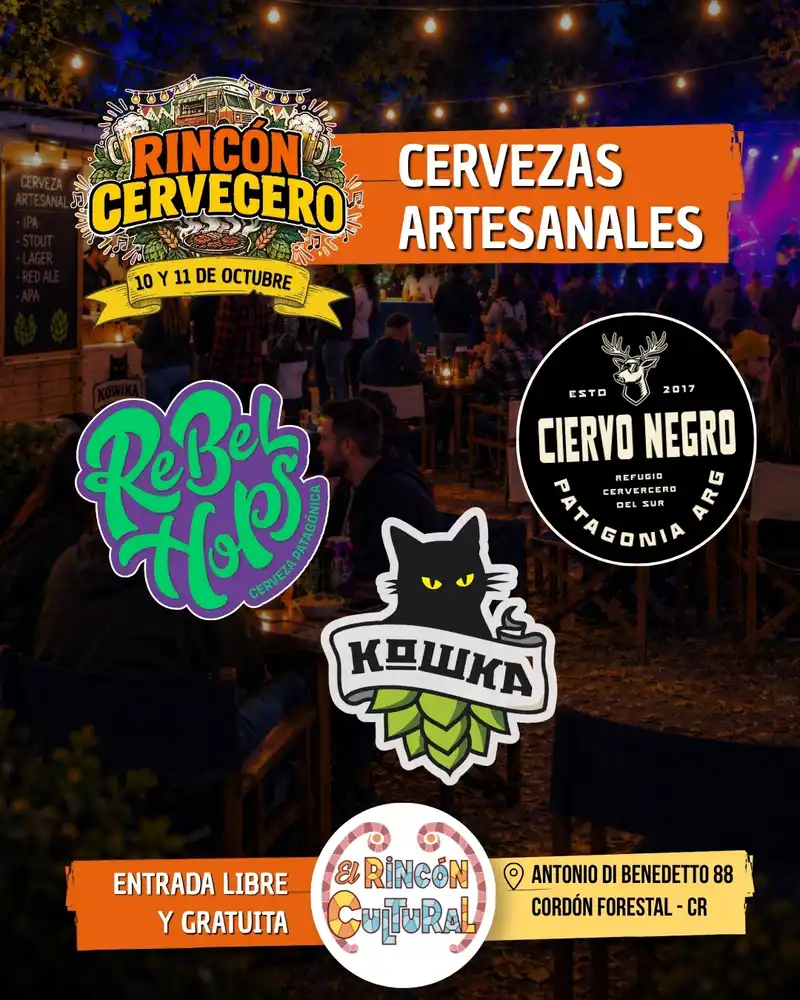 Flyer de Rincón Cervecero — sábado 10 de octubre en El Rincón Cultural, Comodoro Rivadavia — imagen 3 de 5